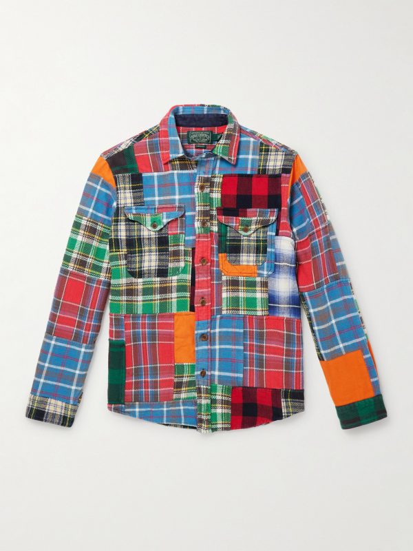 Polo Country Checked Patchwork Cotton-Flannel Shirt Polo Country Checked Patchwork Cotton-Flannel Shirt