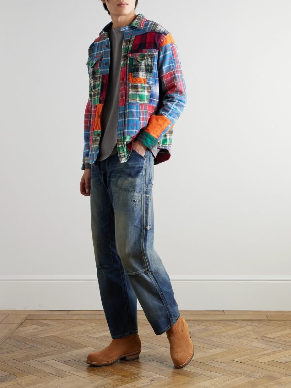 Polo Country Checked Patchwork Cotton-Flannel Shirt - OU Polo Country Checked Patchwork Cotton-Flannel Shirt - OU
