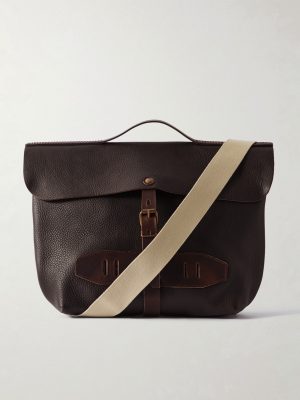 Lazard Full-Grain Leather Messenger Bag