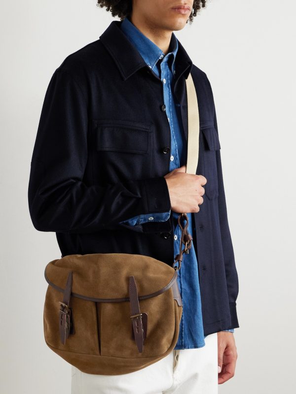 Fisherman's Musette Leather-Trimmed Suede Messenger Bag - OU Fisherman's Musette Leather-Trimmed Suede Messenger Bag - OU