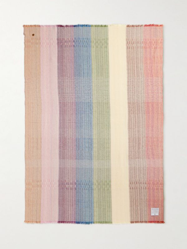 Rainbow Fringed Embellished Cashmere Blanket - E1 Rainbow Fringed Embellished Cashmere Blanket - E1