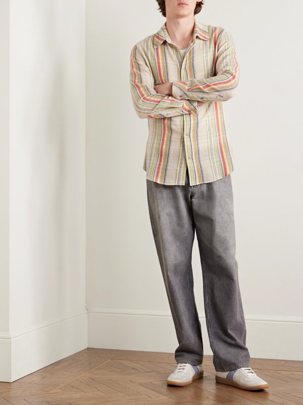 Ruler Striped Recycled-Cashmere and Wool-Blend Gauze Shirt - OU