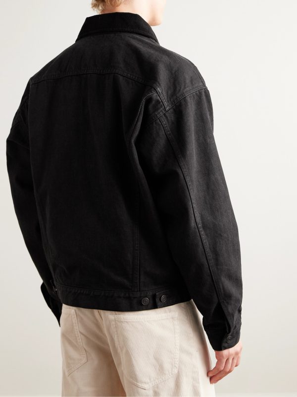 Joret Corduroy-Trimmed Denim Jacket - BK Joret Corduroy-Trimmed Denim Jacket - BK