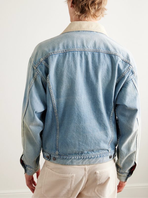 Joret Corduroy-Trimmed Denim Jacket - BK Joret Corduroy-Trimmed Denim Jacket - BK