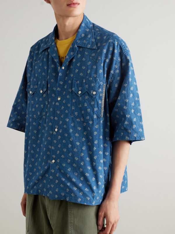 Camp-Collar Cotton-Dobby Shirt - FR