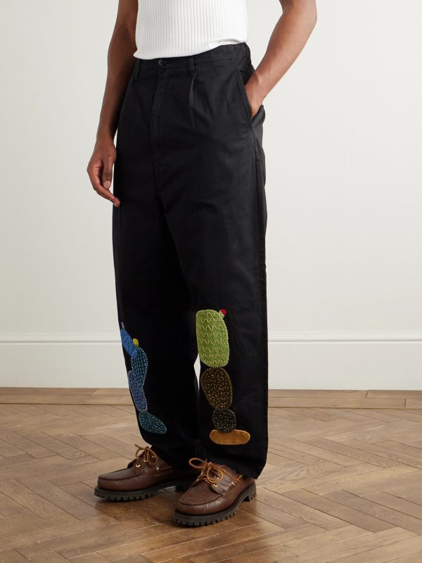 Nime Wide-Leg Appliquéd Cotton-Twill Trousers - FR Nime Wide-Leg Appliquéd Cotton-Twill Trousers - FR