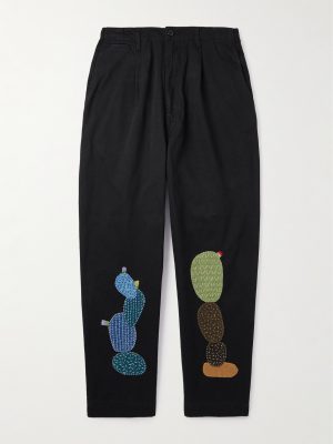 Nime Wide-Leg Appliquéd Cotton-Twill Trousers Nime Wide-Leg Appliquéd Cotton-Twill Trousers