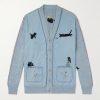 Embroidered Chambray and Cotton Cardigan Embroidered Chambray and Cotton Cardigan