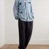 Embroidered Chambray and Cotton Cardigan - OU Embroidered Chambray and Cotton Cardigan - OU