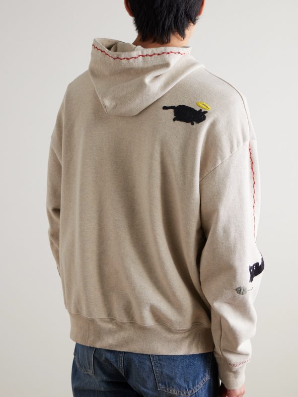 Embroidered Cotton-Jersey Hoodie - BK Embroidered Cotton-Jersey Hoodie - BK