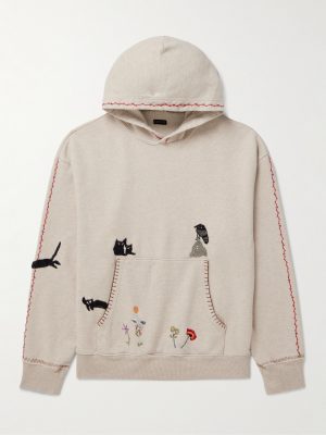 Embroidered Cotton-Jersey Hoodie