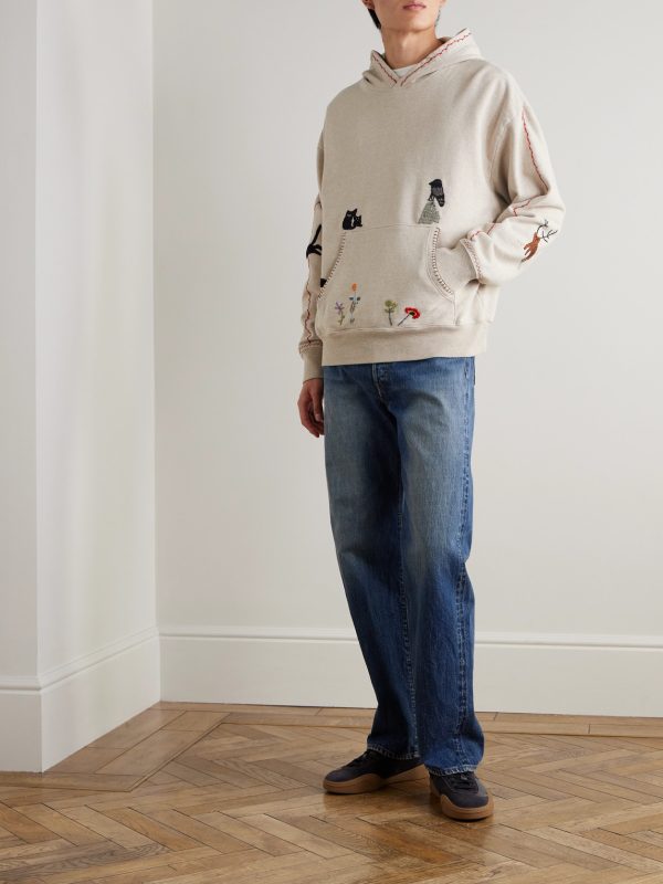 Embroidered Cotton-Jersey Hoodie - OU Embroidered Cotton-Jersey Hoodie - OU