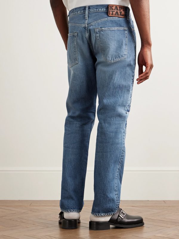 Monkey CISCO Straight-Leg Distressed Embroidered Jeans - BK