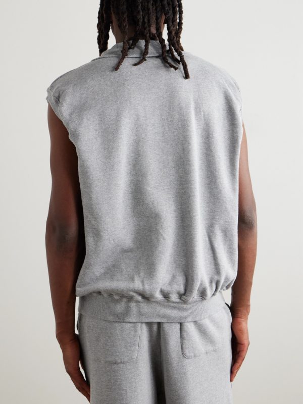 KO.U Printed Cotton-Jersey Half-Zip Gilet - BK KO.U Printed Cotton-Jersey Half-Zip Gilet - BK