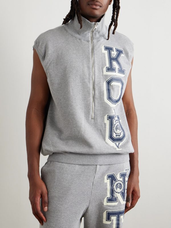 KO.U Printed Cotton-Jersey Half-Zip Gilet - FR KO.U Printed Cotton-Jersey Half-Zip Gilet - FR