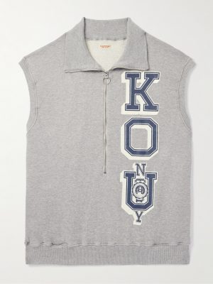 KO.U Printed Cotton-Jersey Half-Zip Gilet