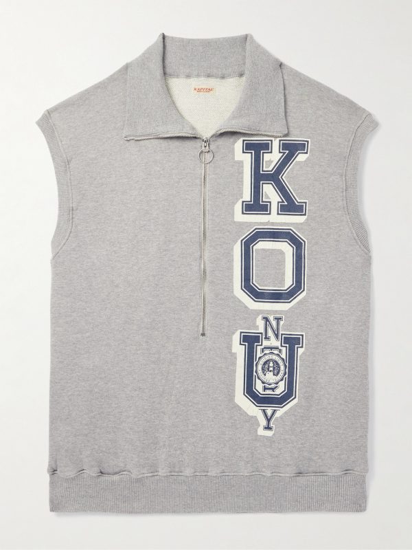 KO.U Printed Cotton-Jersey Half-Zip Gilet KO.U Printed Cotton-Jersey Half-Zip Gilet