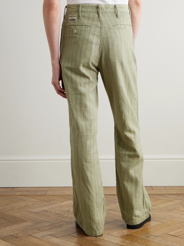 Gibson Straight-Leg Striped Linen and Cotton-Blend Twill Trousers - BK Gibson Straight-Leg Striped Linen and Cotton-Blend Twill Trousers - BK