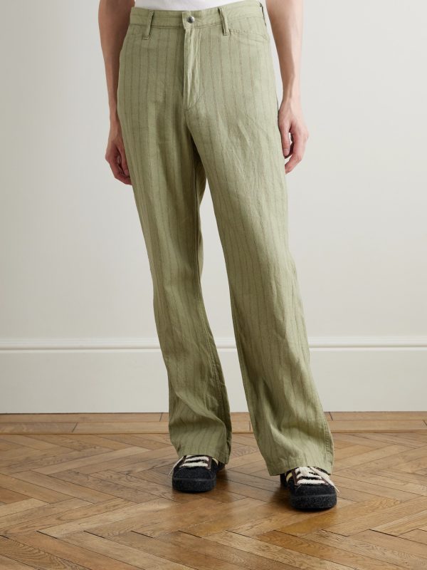 Gibson Straight-Leg Striped Linen and Cotton-Blend Twill Trousers - FR Gibson Straight-Leg Striped Linen and Cotton-Blend Twill Trousers - FR