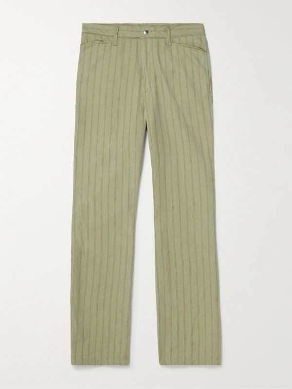 Gibson Straight-Leg Striped Linen and Cotton-Blend Twill Trousers Gibson Straight-Leg Striped Linen and Cotton-Blend Twill Trousers