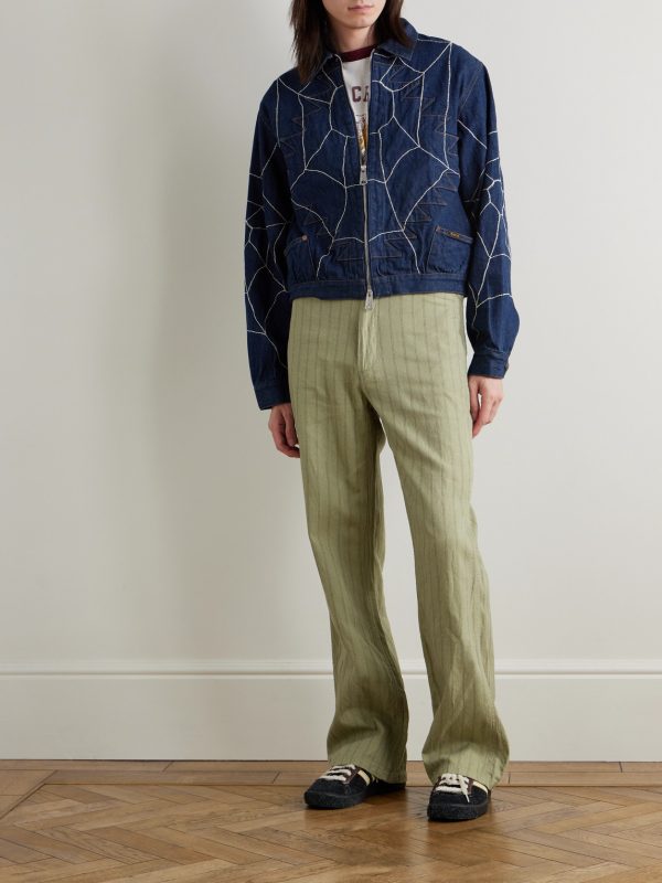 Gibson Straight-Leg Striped Linen and Cotton-Blend Twill Trousers - OU Gibson Straight-Leg Striped Linen and Cotton-Blend Twill Trousers - OU
