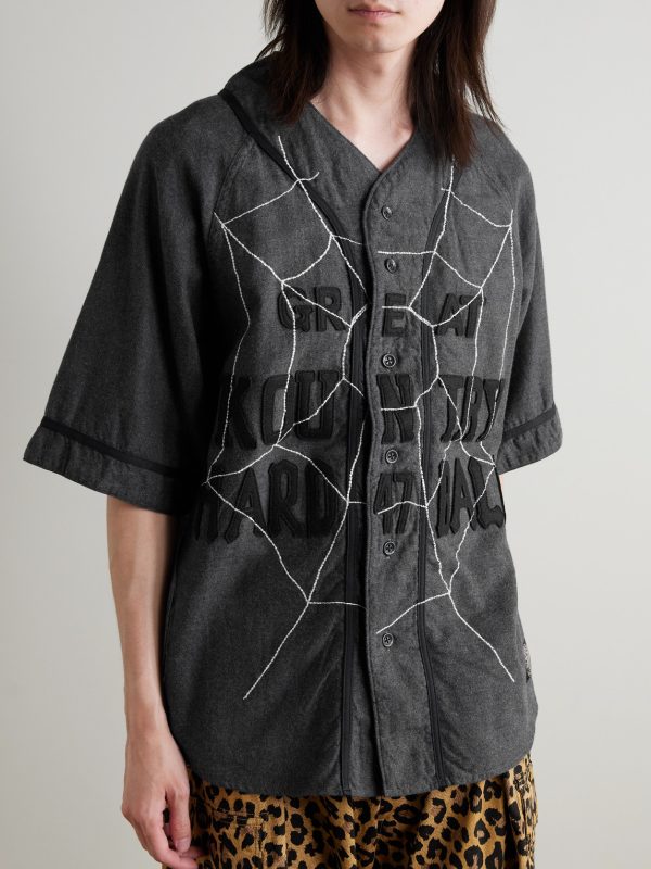 Embroidered Felt-Trimmed Cotton and Wool-Blend Shirt - FR