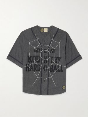 Embroidered Felt-Trimmed Cotton and Wool-Blend Shirt Embroidered Felt-Trimmed Cotton and Wool-Blend Shirt