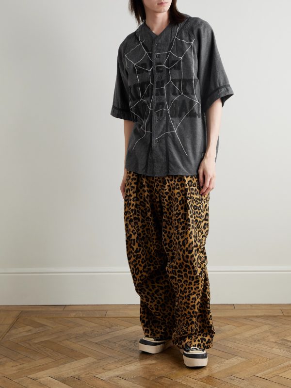 Embroidered Felt-Trimmed Cotton and Wool-Blend Shirt - OU