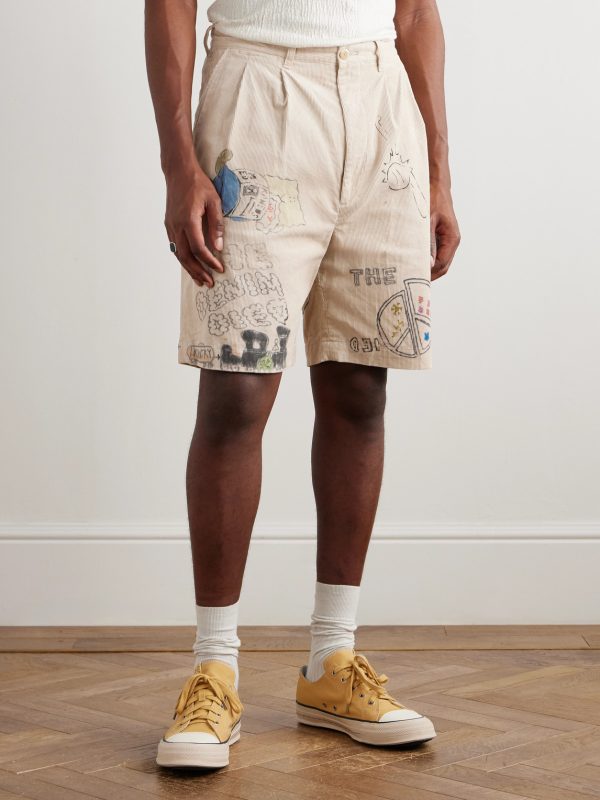 Memorial Paint Straight-Leg Printed Cotton-Corduroy Shorts - FR Memorial Paint Straight-Leg Printed Cotton-Corduroy Shorts - FR