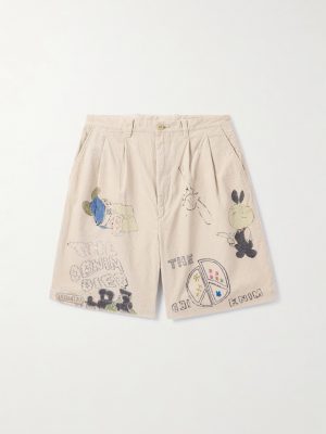 Memorial Paint Straight-Leg Printed Cotton-Corduroy Shorts