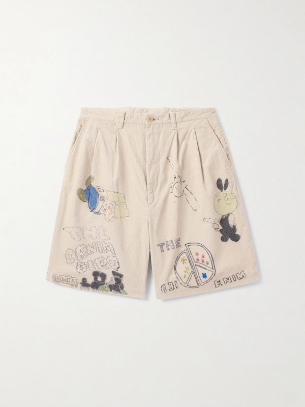 Memorial Paint Straight-Leg Printed Cotton-Corduroy Shorts Memorial Paint Straight-Leg Printed Cotton-Corduroy Shorts