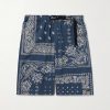 Straight-Leg Belted Bandana-Print Patchwork Cotton-Twill Shorts