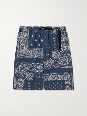 Straight-Leg Belted Bandana-Print Patchwork Cotton-Twill Shorts Straight-Leg Belted Bandana-Print Patchwork Cotton-Twill Shorts