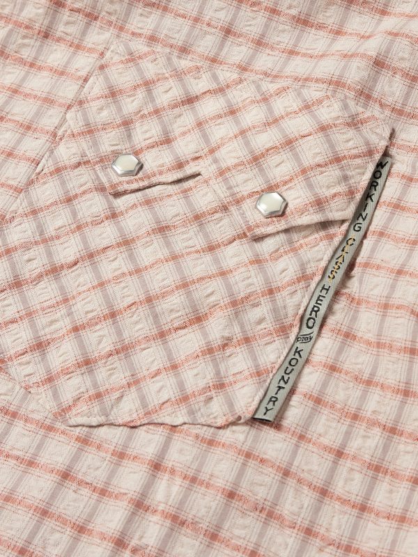 Camp-Collar Logo-Appliquéd Checked Cotton and Linen-Blend Seersucker Western Shirt - E1 Camp-Collar Logo-Appliquéd Checked Cotton and Linen-Blend Seersucker Western Shirt - E1