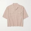 Camp-Collar Logo-Appliquéd Checked Cotton and Linen-Blend Seersucker Western Shirt Camp-Collar Logo-Appliquéd Checked Cotton and Linen-Blend Seersucker Western Shirt