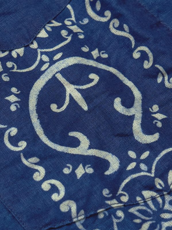 Camp-Collar Printed Linen Shirt - CU