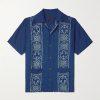 Camp-Collar Printed Linen Shirt