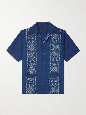 Camp-Collar Printed Linen Shirt Camp-Collar Printed Linen Shirt