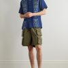 Camp-Collar Printed Linen Shirt - OU
