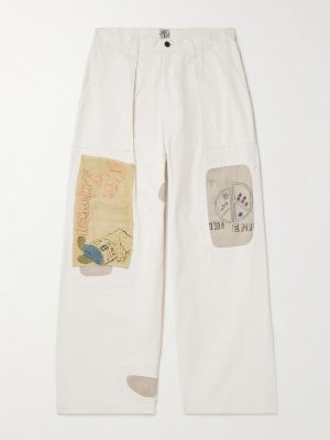 Fatigue Wide-Leg Patchwork Cotton-Twill Trousers