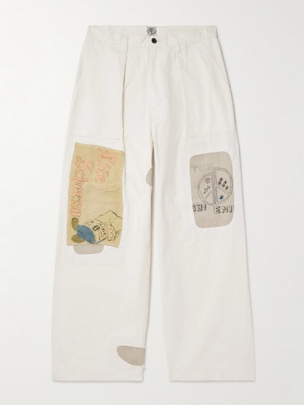 Fatigue Wide-Leg Patchwork Cotton-Twill Trousers Fatigue Wide-Leg Patchwork Cotton-Twill Trousers