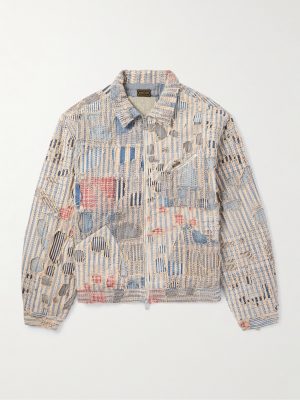 Boro Distressed Patchwork Cotton and Linen-Blend Zip-Up Jacket Boro Distressed Patchwork Cotton and Linen-Blend Zip-Up Jacket