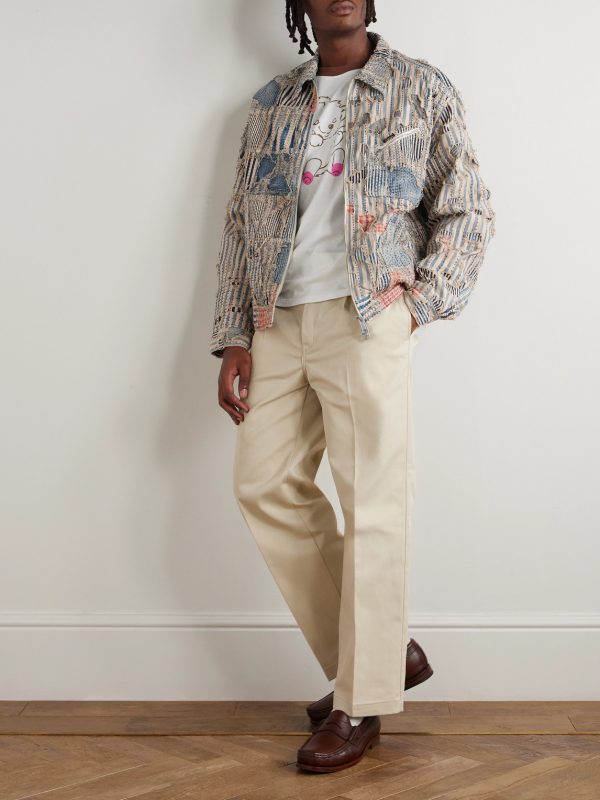 Boro Distressed Patchwork Cotton and Linen-Blend Zip-Up Jacket - OU