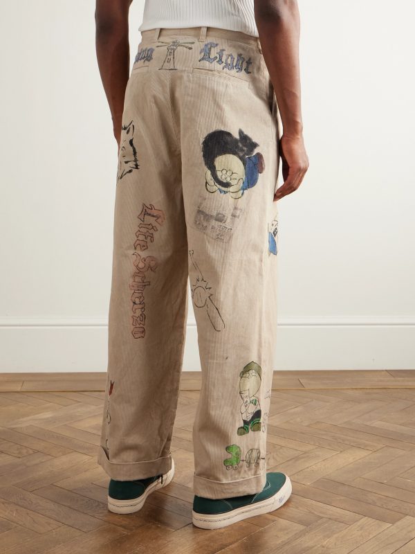 Ivy Wide-Leg Pleated Printed Cotton-Corduroy Trousers - BK Ivy Wide-Leg Pleated Printed Cotton-Corduroy Trousers - BK