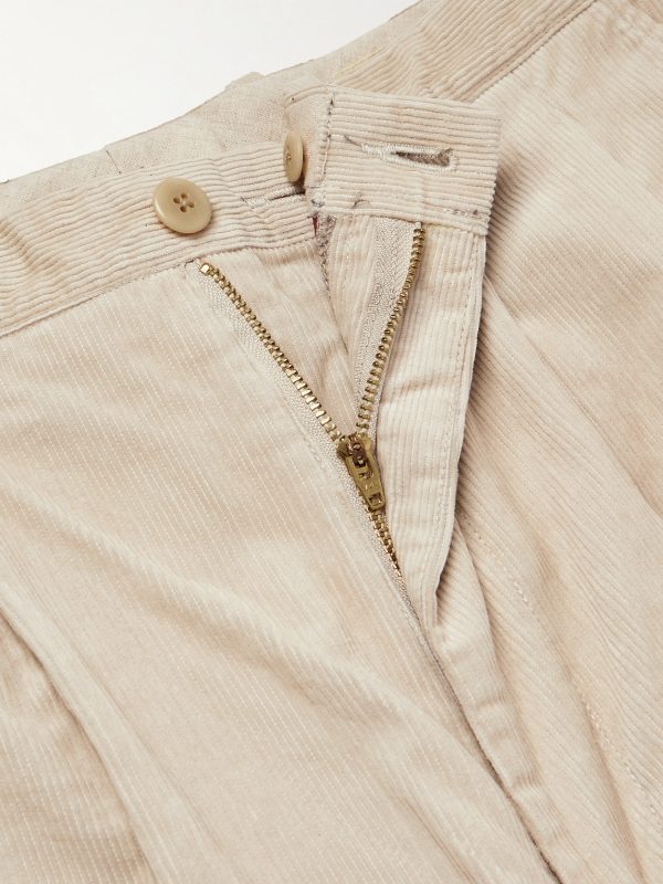 Ivy Wide-Leg Pleated Printed Cotton-Corduroy Trousers - E1 Ivy Wide-Leg Pleated Printed Cotton-Corduroy Trousers - E1