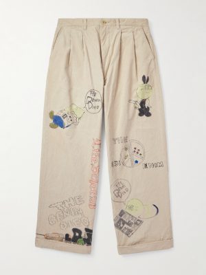 Ivy Wide-Leg Pleated Printed Cotton-Corduroy Trousers Ivy Wide-Leg Pleated Printed Cotton-Corduroy Trousers