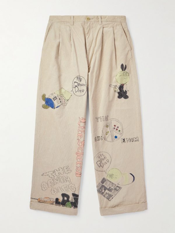 Ivy Wide-Leg Pleated Printed Cotton-Corduroy Trousers Ivy Wide-Leg Pleated Printed Cotton-Corduroy Trousers