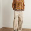 Ivy Wide-Leg Pleated Printed Cotton-Corduroy Trousers - OU Ivy Wide-Leg Pleated Printed Cotton-Corduroy Trousers - OU
