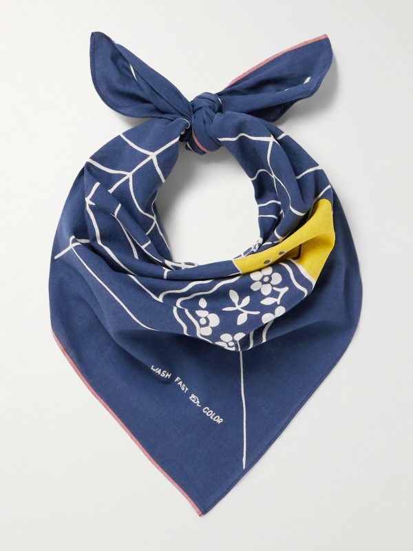 Fastcolor Printed Selvedge Cotton-Voile Bandana - E1