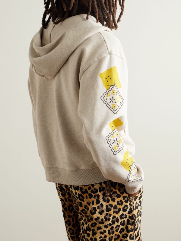 Printed Cotton-Jersey Zip-Up Hoodie - BK Printed Cotton-Jersey Zip-Up Hoodie - BK